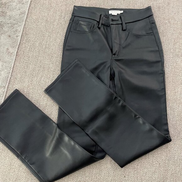 GOOD AMERICAN FAUX LEATHER PANTS BLACK SIZE 2/26 - Picture 2 of 4